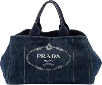 Prada Pre-owned Denim Tote - Dames - Vintage Shopper - Blauw - ONE Size - Denim - Vintage
