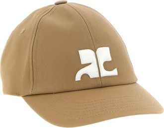 Courr&egrave;ges CO345534BM AC Logo Cotton Baseball Cap - Beige