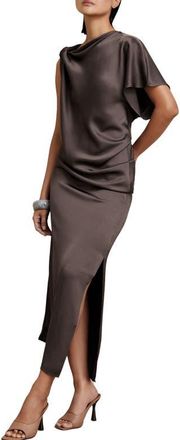 Reiss Kenzie Asymmetric Satin Gown in Mauve at Nordstrom, Size 2