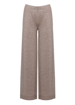D.exterior Beige Lurex Wide-Leg Wool Pants