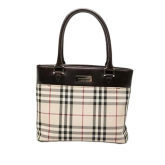 Burberry Pre-owned House Check Tote - Dames - Vintage Schoudertas - Beige - ONE Size - Leer - Vintage