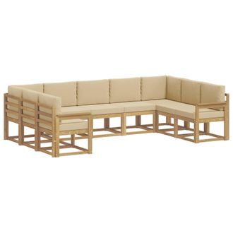 vidaXL Conjunto De Sof&aacute;s De Exterior Con Coj&iacute;n 9 Pcs Y Beige Vidaxl