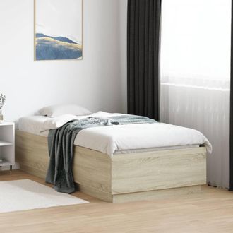 vidaXL Estructura Cama Con Luces Led Madera Roble Sonoma 75x190 Cm Vidaxl