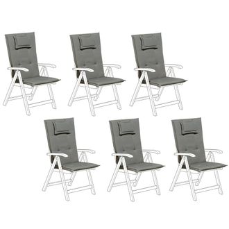 Beliani Beliani - Conjunto De 6 Cojines Para Silla De Jard&iacute;n Gris Asiento Respaldo Comodidad Descanso Java/amantea
