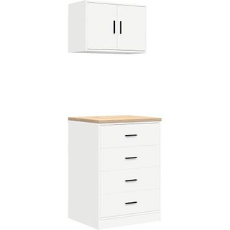 vidaXL Armarios 2 Uds Para Garaje Madera De Ingenier&iacute;a Blanco Vidaxl