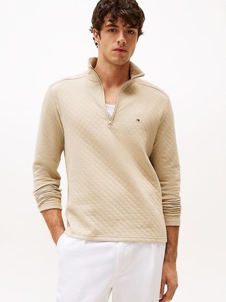 Tommy Hilfiger Mens Quarter-Zip Performance Sweatshirt - Beige - XXL
