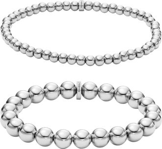 Fossil Womens Silver-Tone Brass Beaded Bracelet Gift Set