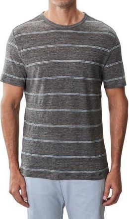 Robert Barakett Folsom Short Sleeve Stripe Linen Blend T-Shirt in Charcoal at Nordstrom Rack, Size Xx-Large