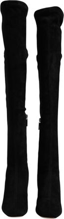 Dolce & Gabbana Black Suede Leather Knee High Boots Womens Shoes