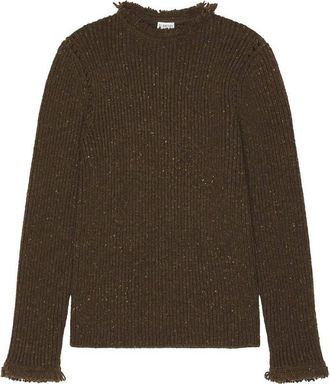 Burberry Fringe Trim Wool Jumper, Size Medium