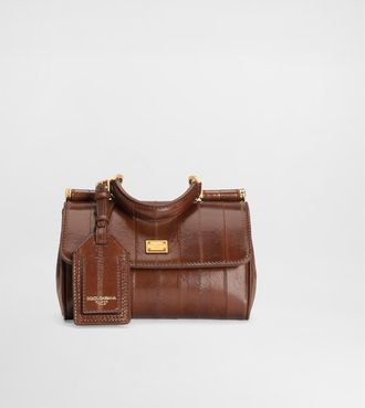 Dolce & Gabbana Mini My Sicily Eel Handbag - Woman Handbags Brown Onesize
