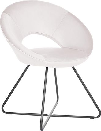 Beliani Beliani - Sill&oacute;n De Terciopelo Metal Acolchado Sin Reposabrazos Retro Blanco Crema Rachel