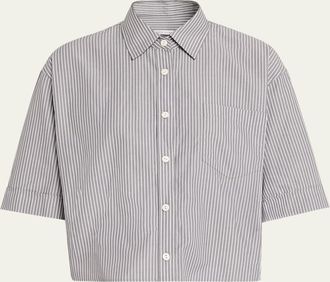 Maria McManus Railroad Stripe Cropped Oversized Shirt