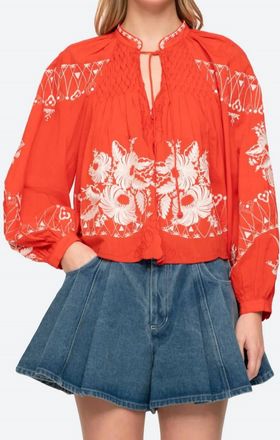 Sea New York Serafina Embroidery Blouse In Poppy