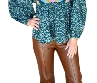 Oliphant Mandarin Balloon Top In Navy