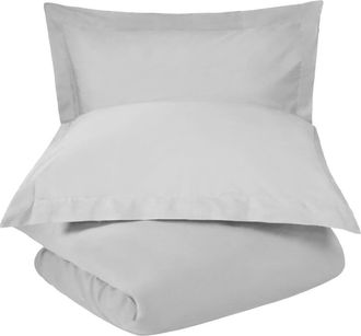 Superior Solid 300 Thread Count Sateen Duvet Cover & Shams Set in Platinum at Nordstrom Rack, Size King/california King