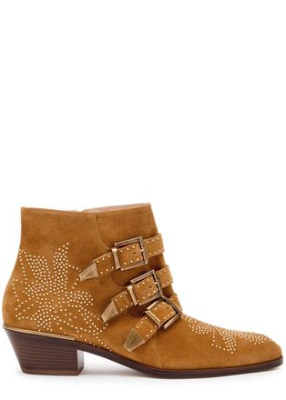 Chlo&eacute; Susanna 40 Stud-embellished Suede Ankle Boots - Tan - 39 (IT39 / UK6)