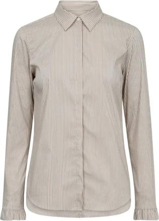 Mos Mosh Mmmattie Flip Stripe Shirt - Dames - Overhemden - Beige - M - Overhemden