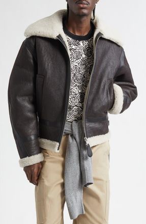 Givenchy Genuine Shearling Liner Bomber Jacket in Deep Brown at Nordstrom, Size 38 Us