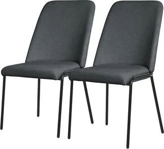 ML Design Ml-design Juego 2x Sillas De Comedor Antracita Poli&eacute;ster Tapizado Con Patas De Metal Asiento Acolchado Con Respaldo Dise&ntilde;o Atemporal Mueble Ergon&oacute;mico