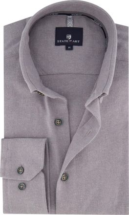 State of Art overhemd grijs gem&ecirc;leerd flanel button-down