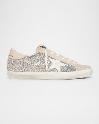 Golden Goose Super-Star Glitter Leather Low-Top Sneakers