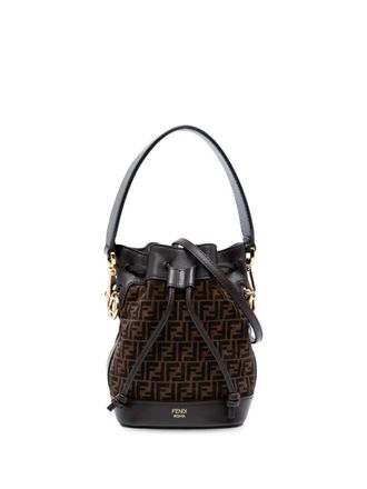 Fendi 2010-2025 Mini Zucca Suede Mon Tresor Bucket Bag satchel - Brown
