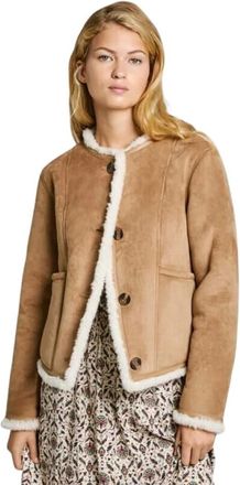 Pepe Jeans London Omkeerbare lichtgewicht jas met imitatiesu&egrave;de - Dames - Jassen - Bruin - M - Su&egrave;de - Jassen