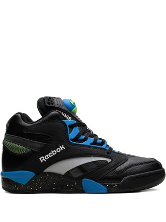 Reebok Shaq Victory Pump sneakers - men - Rubber/Calf Leather/Fabric - 10.5 - Core black/energy blue/solar lime