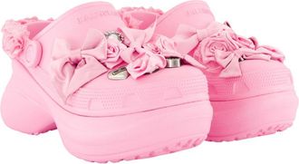 Balenciaga Womens Embellished Foam Clog Pink Synthetic Slippers