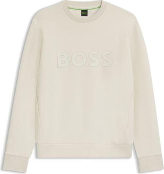 BOSS Stretch-cotton sweatshirt with sandwich logo