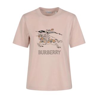 Burberry T-Shirts, female, Pink, Size: M Frankie EKD Check T-Shirt