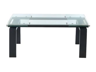 Vente-Unique Extendable Dining Table - Tempered Glass & Metal - Black - 8 To 10 in Clear