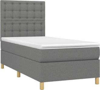 vidaXL Vidaxl - Cama Box Spring Colch&oacute;n Y Luces Led Tela Gris Oscuro 100x200 Cm