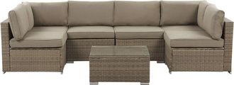 Beliani Beliani - Outdoor Lounge Set Sofa Cushions Coffee Table Faux Rattan Brown Belvedere