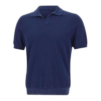 Gran Sasso V-neck Knitwear, male, Blue, Size: 3XL V-neck Polo-Collar T-shirt