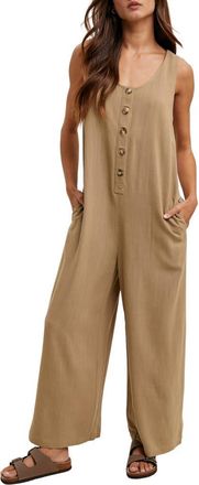 Wishlist Button Front Sleeveless Jumpsuit in Mocha at Nordstrom Rack, Size Medium