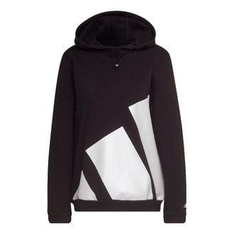 adidas (WMNS) adidas Colorblock Large Logo Sports Hoodie Black HI1204