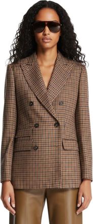 Max Mara Brown Checks Peaked Lapel Blazer