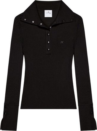 Courrèges Fitted Ribbed Long-Sleeve Top With Unique Collar