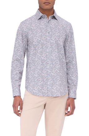 Bugatchi James OoohCotton Abstract Print Button-Up Shirt in Zinc at Nordstrom, Size Xxx-Large