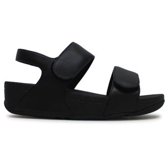 FitFlop Lulu Adjustable Back Strap Leather Womens Comfort Sandals - All Black - Size:UK 6