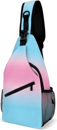 Generic Transgender Flag Colors Unisex Shoulder Bags Casual Crossbody Chest Bag Sling Backpack for Hiking Cycling Travel