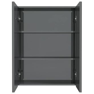 Berkfield Home Durable Bathroom Mirror Cabinet 60x15x75 cm MDF Shining Grey | Size: 60 x 15 x 75 cm