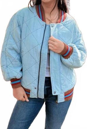 Tribal Quilted Bomber Jacket In Out Of The Blue