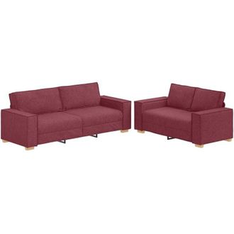 vidaXL Vidaxl - Juego De Sof&aacute;s Con Cojines 2 Piezas Tela Rojo Tinto