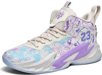 Generic Mens High Top Basketball Shoes Outdoor Sports Running Tennis Sneakers Running Shoes(Purple,3.5 UK)