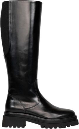 Homers Womens Golva Leather Knee High Boots In Poncho Negro
