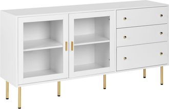 Beliani Aparador con vitrina 160 cm Blanco