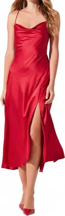 Astr Gaia Cowl Neck Midi Dress In Red